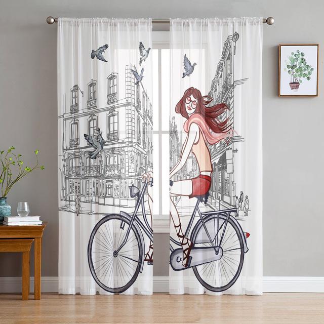 Forest Fairy Flower Butterfly Girl Tulle Curtains For Living Room Bedroom Decor Chiffon Sheer Voile Kitchen Window Curtain