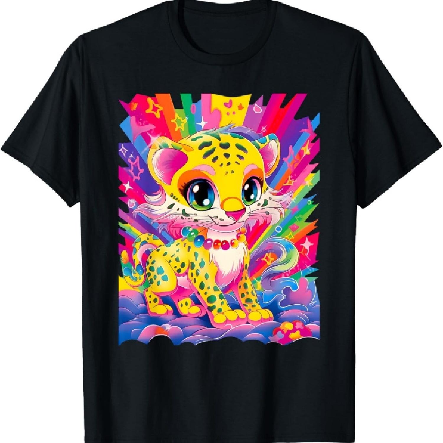 

Baby Jaguar Kitten Colorful Rainbow Vibrant Graphic T-Shirt, Small, Black XXXXXL