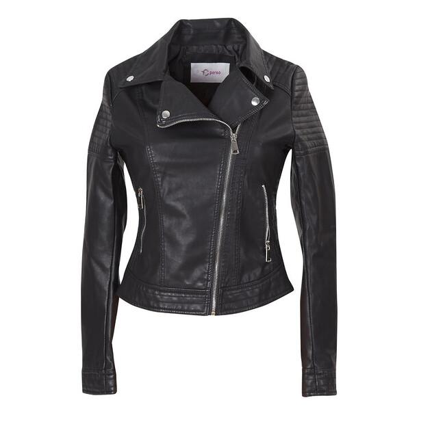 Perso Faux Leather Jacket with Zipper