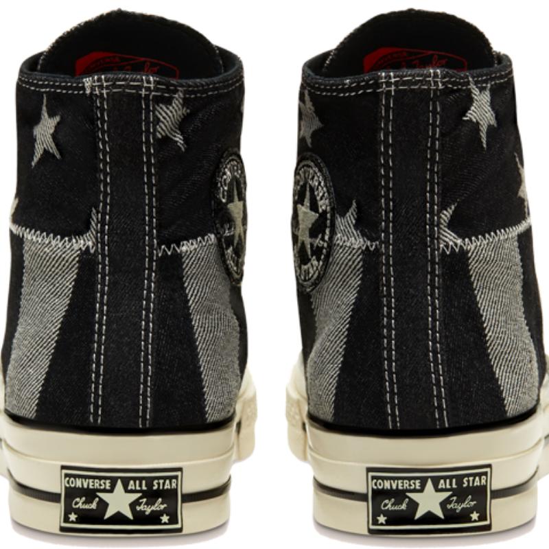 Converse Chuck 1970er Amerikanische Flagge Vintage Vielseitig High Top Leinwand Unisex Schwarz und Grau