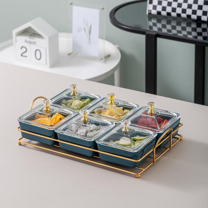 Ktv Clubhouse Fruit Plate Melamine Bar Muscle Foot Four Or Six Gongge Snack Plate Grid Barbecue Cold Vegetables Snack Plate Plate Plate