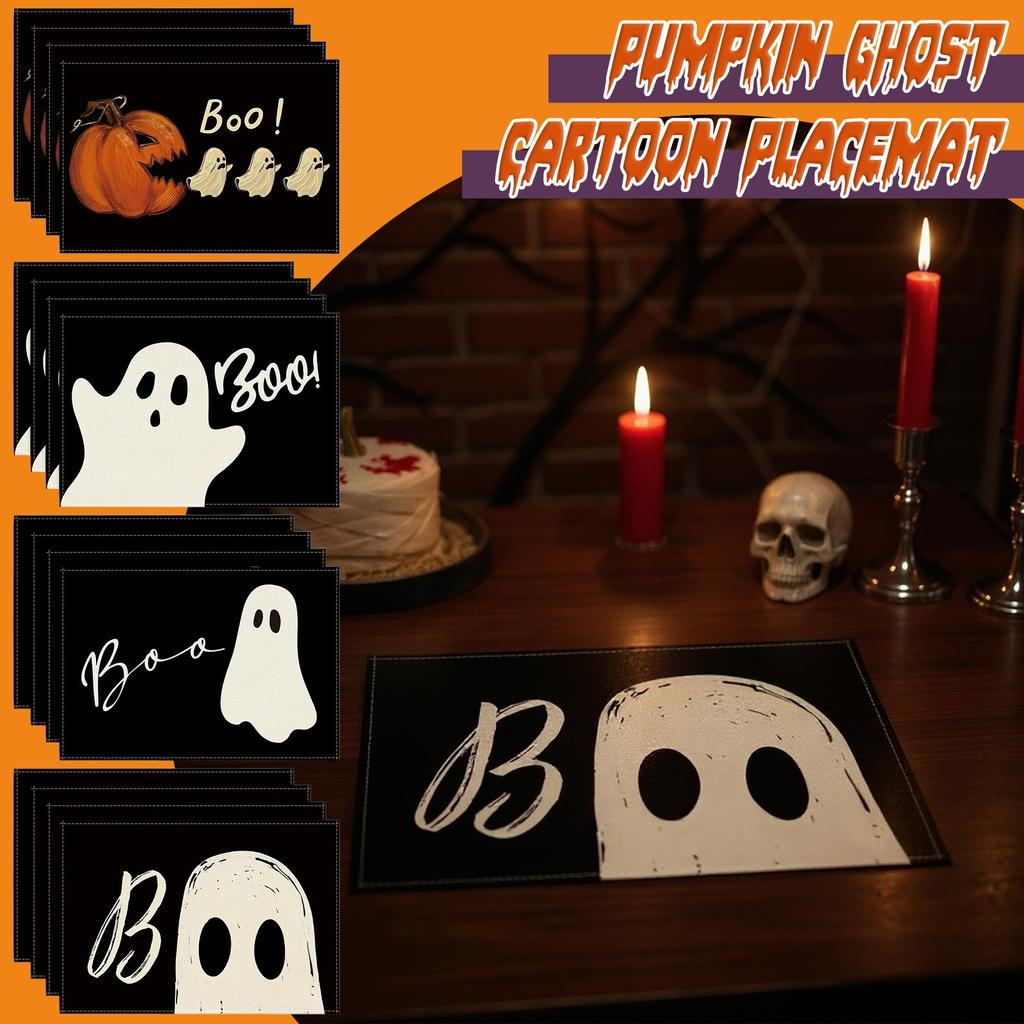 4pcs Halloween  Placemats Square Placemats Potholder Decoration