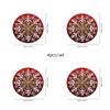Red Snowflakes Winter Christmas Round Placemats Set of 4 Water-absorbent Anti-slip Easy-to-clean Placemat for Party Home Kitchen