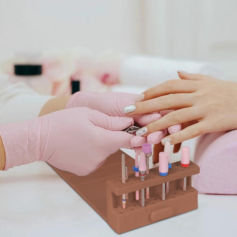 Nail Drill Bits Holder 23 Holes Silicone Nail Polishing Head Rack Foldable Nail Bits Container Display For Manicurist