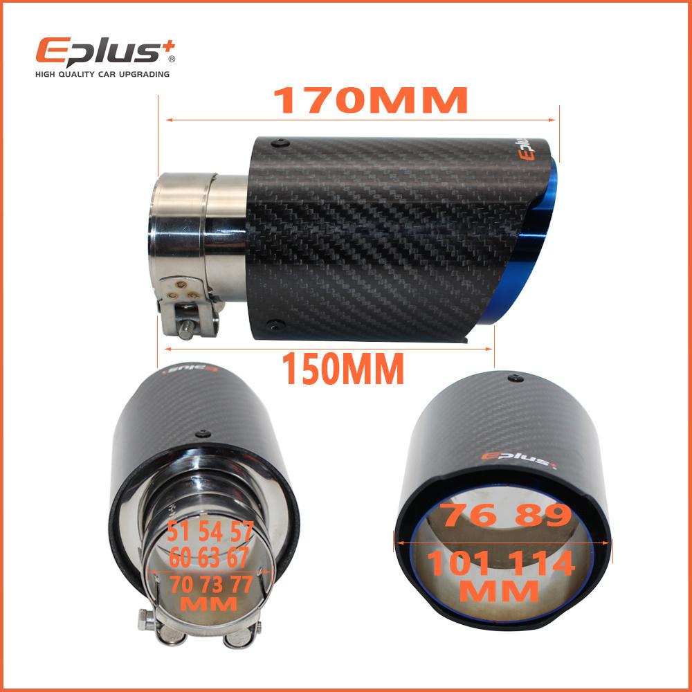 EPLUS Auto Matt Carbonfaser Auspuffendrohr Auspuffanlage Rohr Auspuffendstücke Düse Universal Gerade Edelstahl Schwarz Für Akrapovic
