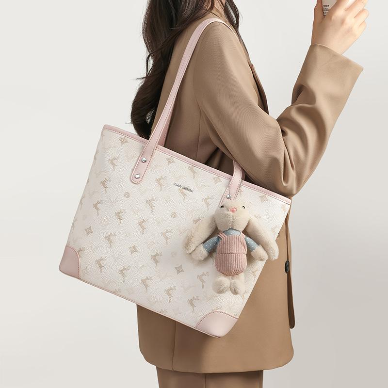 Portable Versatile Women's Bag Printed Tote Bag Women's Large Capacity Student Class Commuter Shoulder Bag