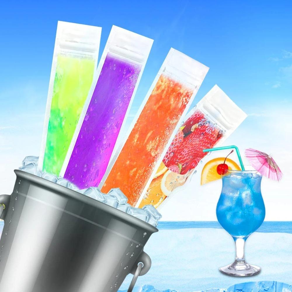 50pcs With Silicone Funnel Ice Lolly Bag Thickened Ice Pop Mold Bags Homemade Ice Cream Bags  Juice