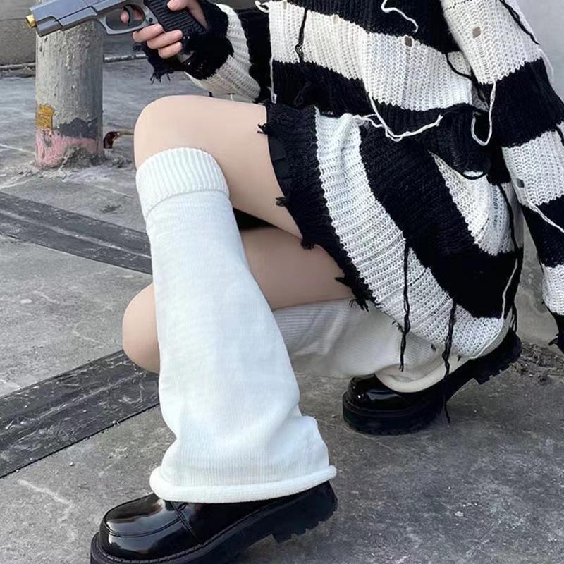 Y2K Harajuku Knit Leg Warmers: Japanese JK Student Bell Bottom Socks