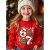 Unisex Kids Black Crewneck Sweatshirt For 4-12 Boys Girls Christmas Bauble Reindeer Holly Snowflake Number 67 Print Soft Fleece Long Sleeve Pullover