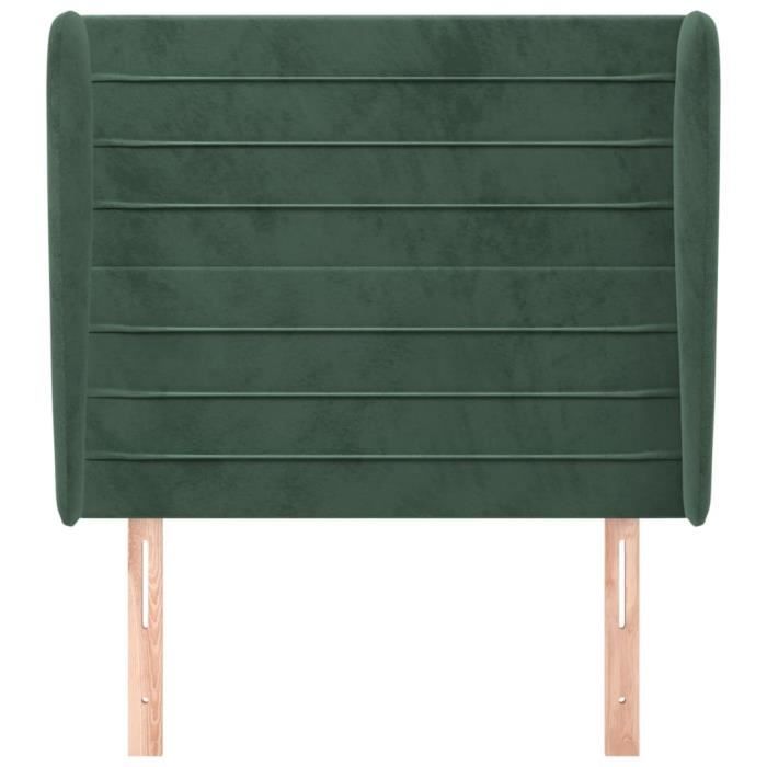 3118135 vidaXL Headboard with Ears Dark Green 93x23x118-128 Cm Velvet
