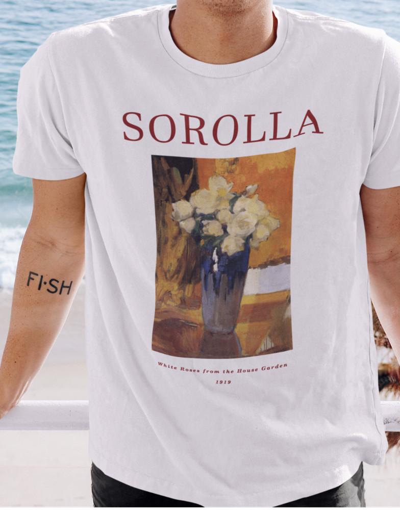 Sorolla White Roses T shirt | Art T shirt | Floral Art | Unisex Premium Cotton Unisex T-Shirt M