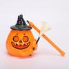 Portable Pumpkin Light Glowing Halloween Lantern, Jack O Lantern with Witch Hat Broom, Lightweight Prop Up Decor, Trick or Treat for Kids Party Decor
