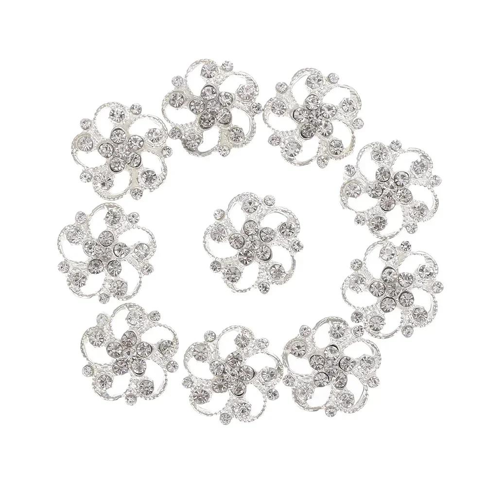 Boutons Strass Fleur 25 mm Bouton Perle Vêtements DIY Alliage Diamant Cryustal Accessoires Noeud Vêtement Décoratif Couture