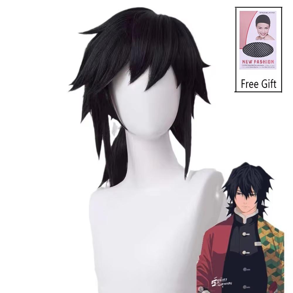 Anime Demon Slayer Kanroji Mitsuri Kimetsu No Yaiba Donne Cosplay Parrucca Verde Rosa Capelli Colorati Trecce Parrucche per Capelli Parrucca Sintetica