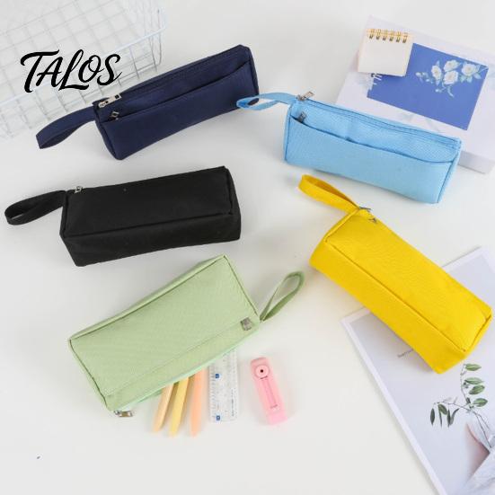 Practical Pen Storage for Classroom Pencil Case with Zipper And Handle, Durable Oxford Solid Color Minimalist Cloth Organizer, Portable Lightweight