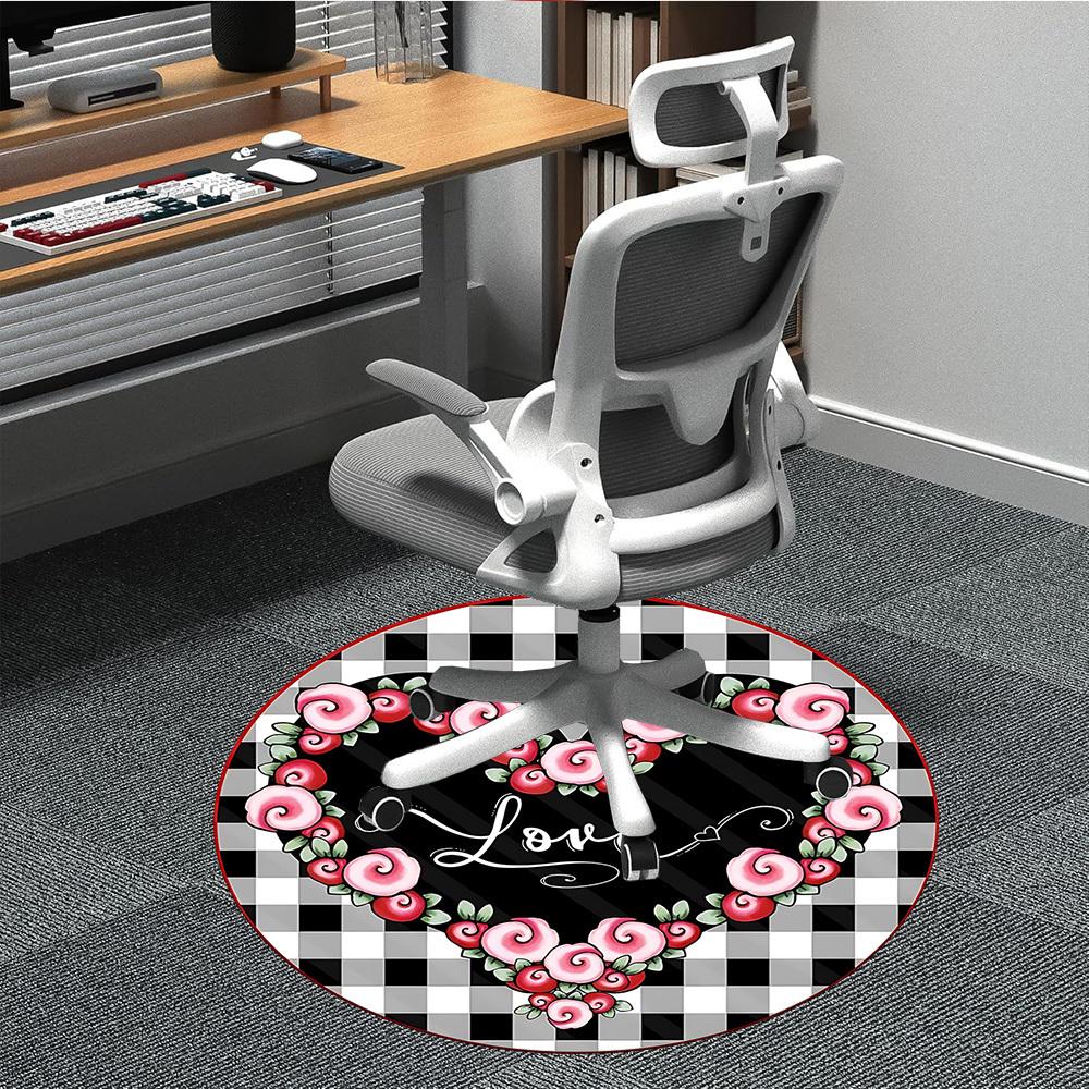 1pc Heart Love Floral Chair Carpet for Office Non-Slip, Rug for Office, Room, Good Gift for Family or Friends, Yy251226195