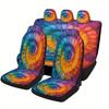 Colorful Spiral Art Designed Car Seat Covers Set For Most Cars, Trendy Novelty Decorative Car Seat Protector Covers Full Set, Un