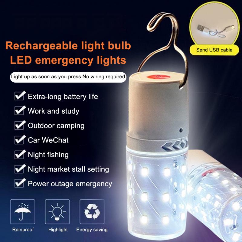 Portable Outdoor Camping Lights Usb Rechargeable Lamp Led Emergency Bulb With Hook Camping Fishing Emergency Night Lights