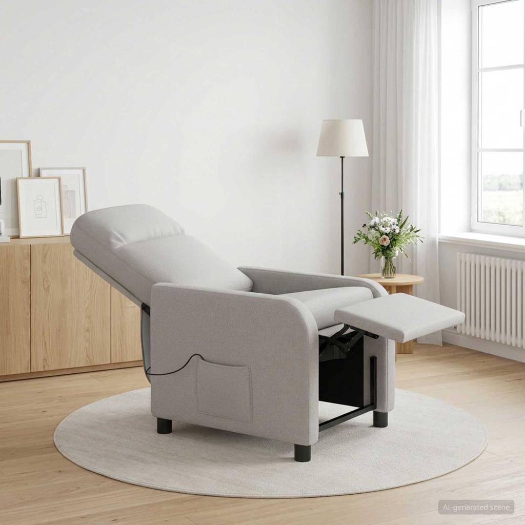 Massage Recliner Chair Cloud Gray Fabric