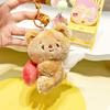 Bear Creamy Delightful Plush Hanging Keychain With Heart Bounce Feature Great For Kids