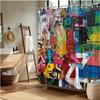 Abstract Graffiti Shower Curtain – Vibrant Street Art, Colorful Urban Design, 70.8x70.8in, Polyester, Includes Hooks