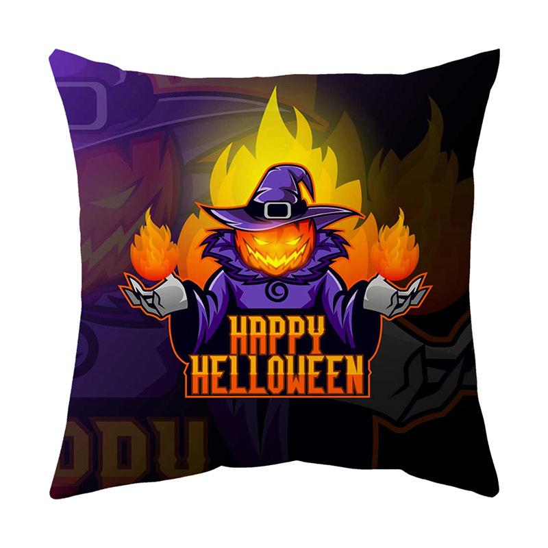 Cushion Pillow Halloween Print Pillow Cover Cushion Peach Skin Short Plush Cushion