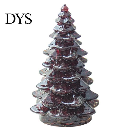 Xmas Tabletop Figurine Resin Christmas Tree Figurine, Crystal Desktop Ornament, Creative Gift Miniature Holiday Decoration for Home Office,