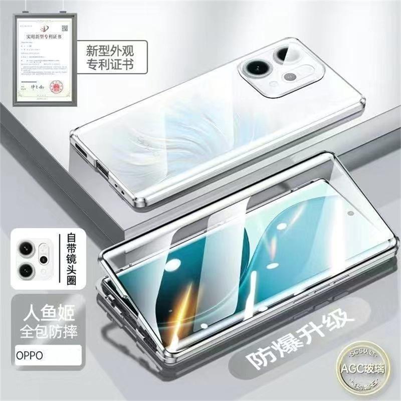 360 Full Case For Oppo Reno 14 Pro 5G Reno14 14Pro Double Sided Magnetic Adsorption Metal Tempering Glass Phone Cover