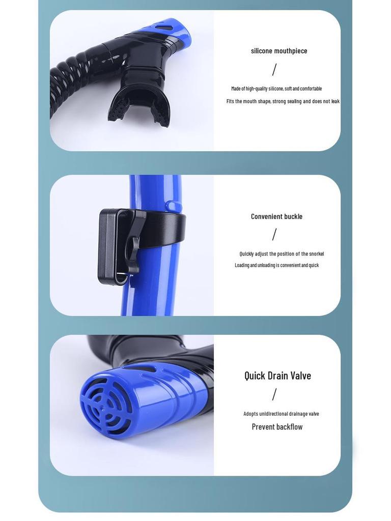 Two Treasures Full Dry Snorkel Set: Silicone Diving Mask with Tempered Glass for Children & Adults
