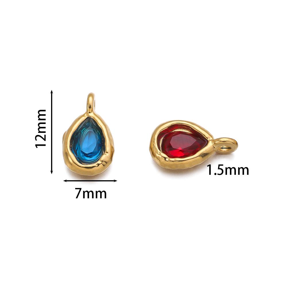 2Pcs Stainless Steel Teardrop Charms Inlaid Pendants with Crystals Gold-plated DIY Bracelet Earrings Jewelry Making Accessories