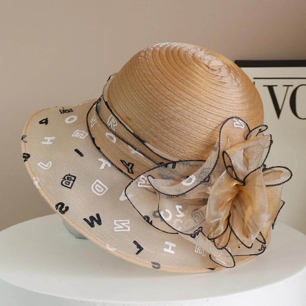 New Fashion Ladies Fascinators Millinery Church Hat Elegant Bow Wide Brim Bucket Hats Kentucky Derby Fedora Women Summer Sun Cap