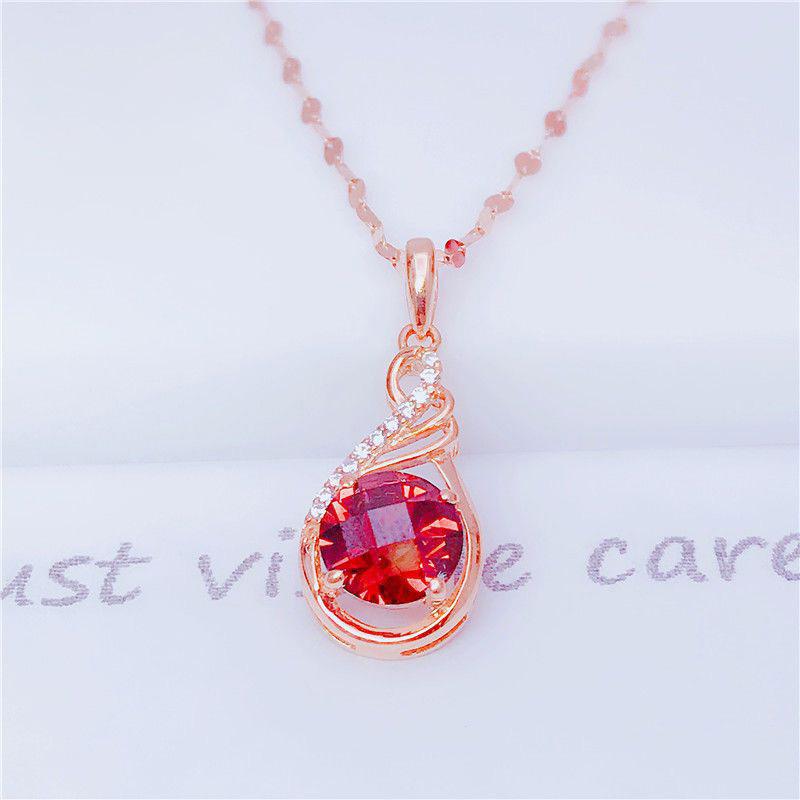 Exquisite Russian 585 Purple Gold Inlaid Egg Surface Pendant Rose Gold Plated Exquisite Korean Version Of High-End Design Necklace
