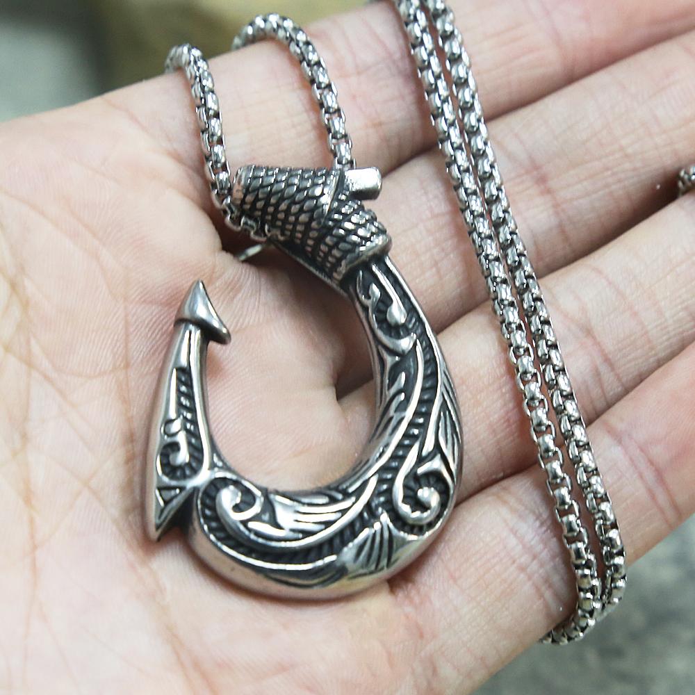 Vintage Stainless Steel Viking Anchor Hook Necklace for Men's Fashion Jewelry Viking Necklace Pendant Gift Men Chain