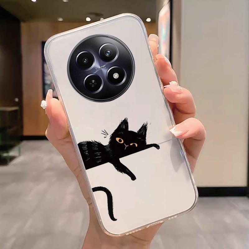For Realme 12 4G 12+ 13+ Plus 13 Pro+ Plus 5G Case Fashion Flowers Painted Clear Silicone Phone Cover Fundas Funny Cat Couple