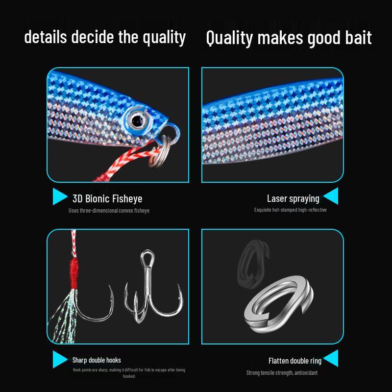 Yan Luya Long Cast Metal Jig for Freshwater & Saltwater Fishing - Sinking Lure with Blood Groove Hook for Bass, Walleye, & Mackerel