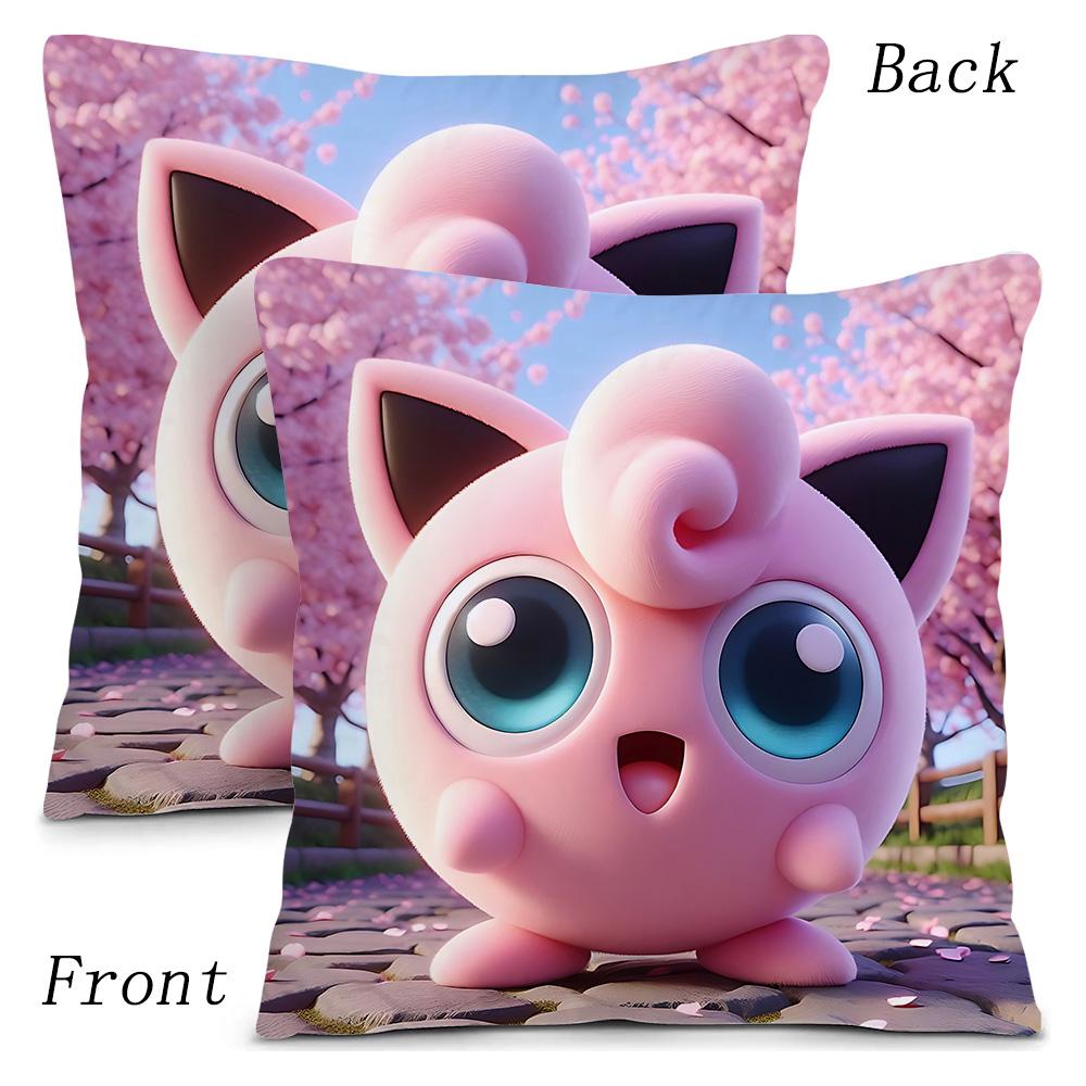 Pillow Covers Cartoon Cute Pokmons Jigglypuffs Sofa Decorative Home Double-Sided Printing Short Plush Cute Cushion Cover