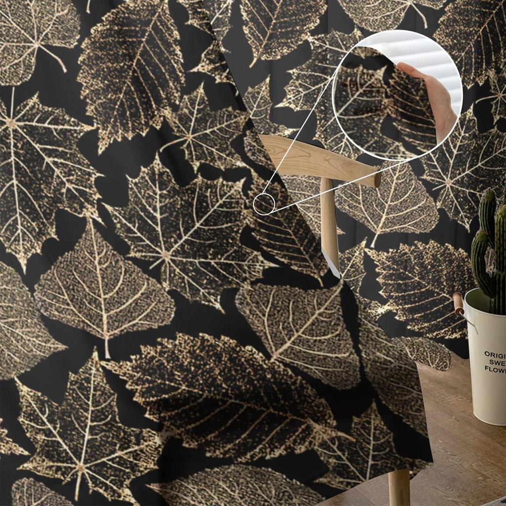 Höstlönnlövsstruktur Skira Gardiner För Vardagsrum Sovrum Tyll Gardin För Kök Voile Gardin Persiennpaneler