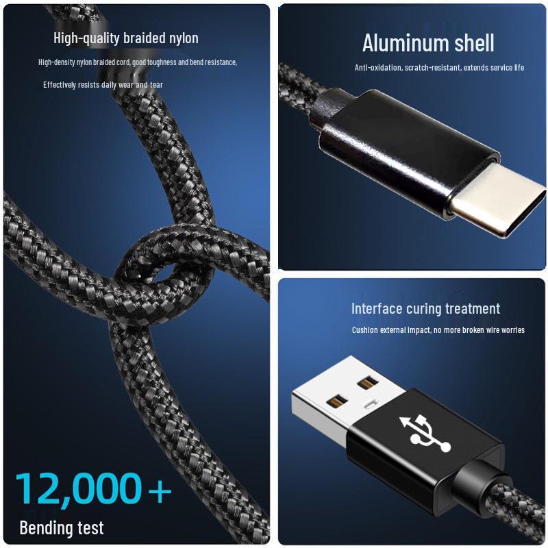 USB Fast Charging Braided Type-C Data Cable for Mobile Phones