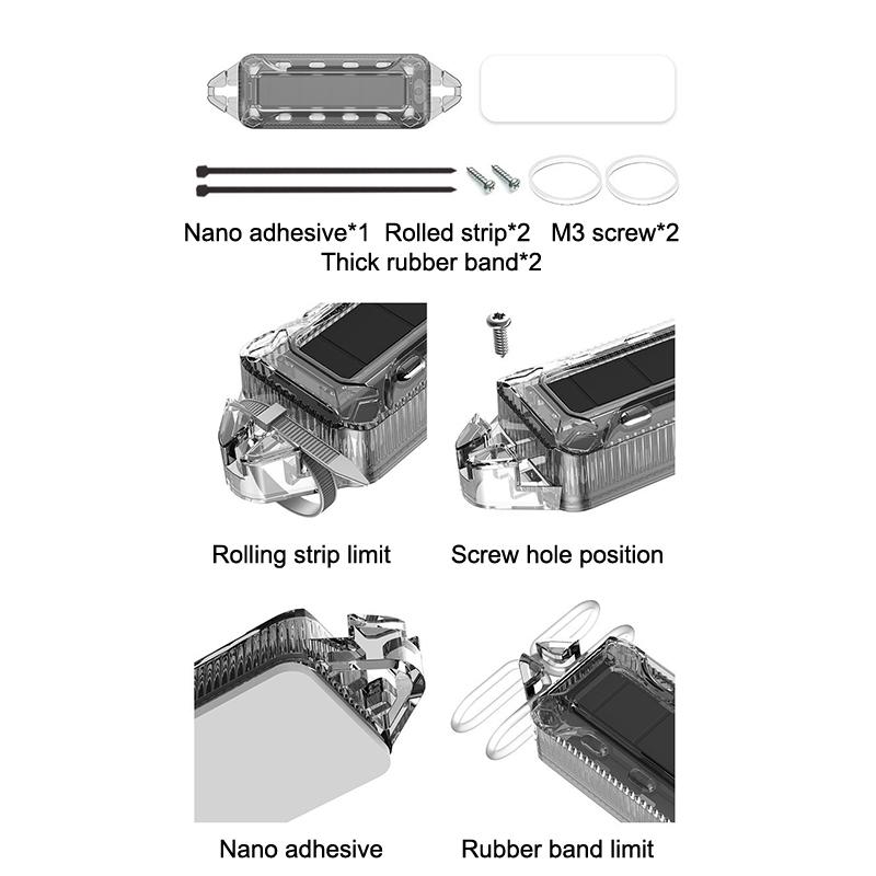 Motorcycle Solar Warning Light Car Rear Collision Prevention Strobe Light Night Electric Vehicle Bicycle Led Tail Flashing Light