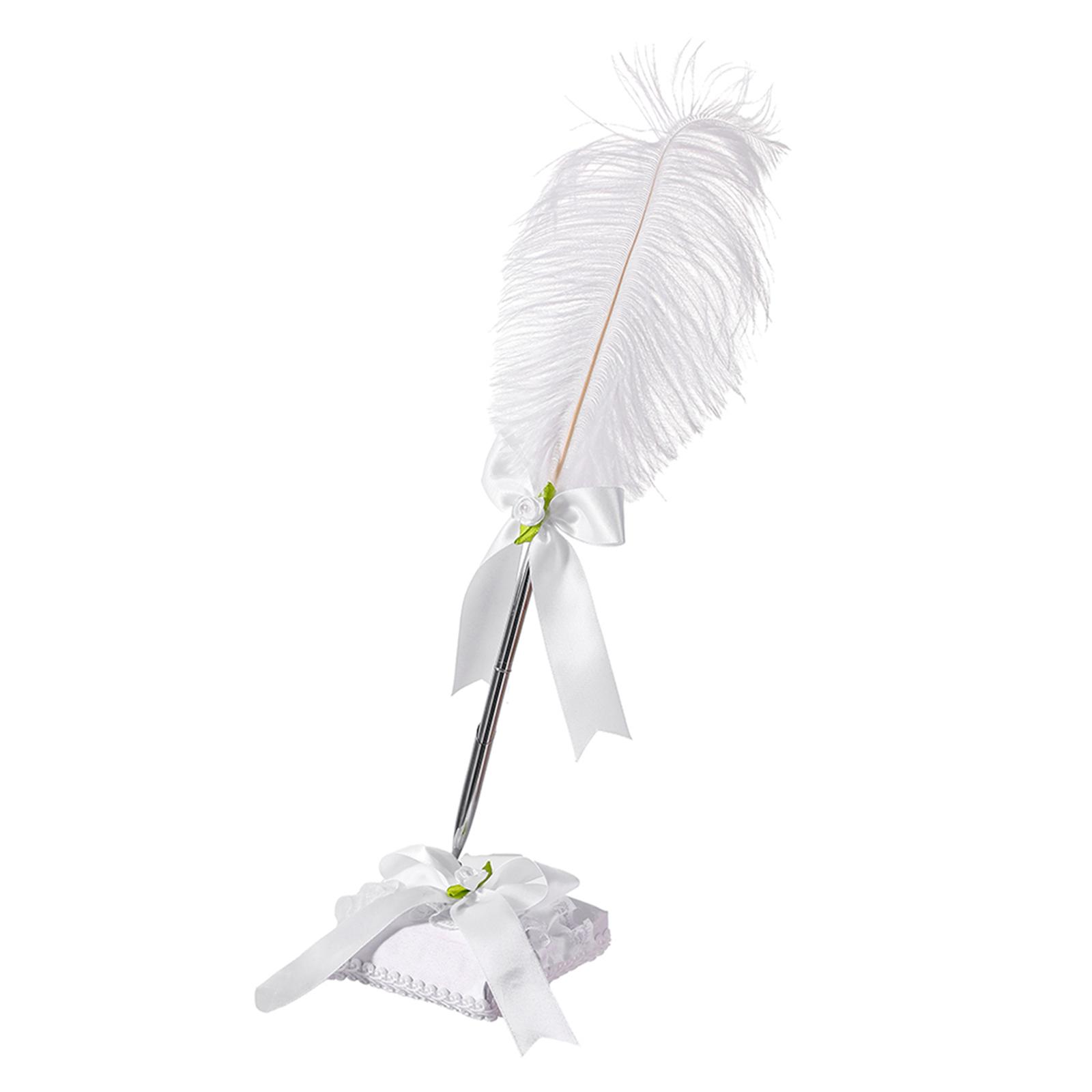 Wedding Pen with Stand Writing Feather Ballpoint Writing Pen Feather Pen for