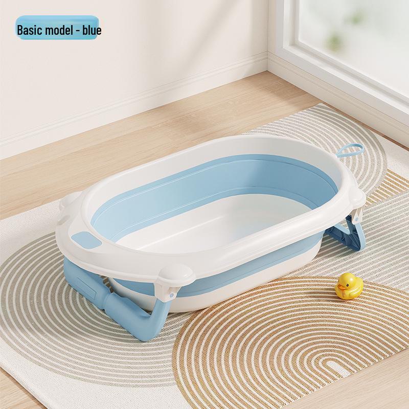 Temperature-Sensitive Folding Baby Bath Tub with Mat, PP + TPE Materials