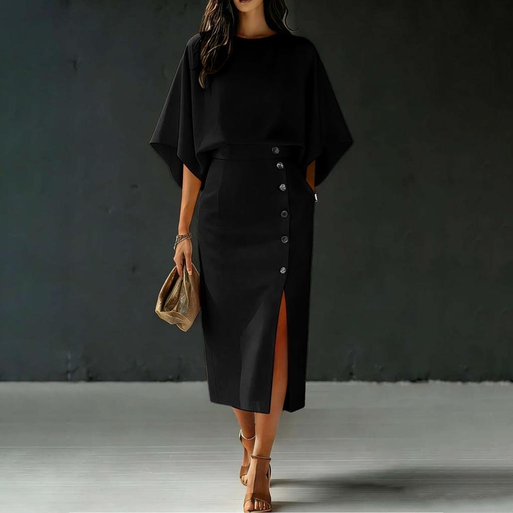 Damen Elegantes Ärmelloses Rundhals-Oberteil und High-Waist-Rock Zweiteiliges Set