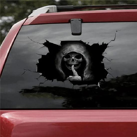 Halloween Horror Skull Car Window Stickers Horror Ghost Head Rear Window Stickers Glass Demon Stickers Waterproof