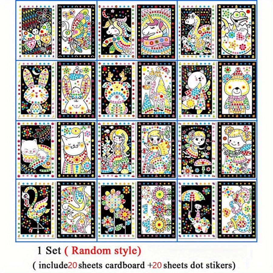 Non-Toxic 20 Sheets Kids Dot Coloring Book Diy Color Dot Cartoon Animal Drawing Mosaic Puzzle Stickers Children Creative Educational Toys