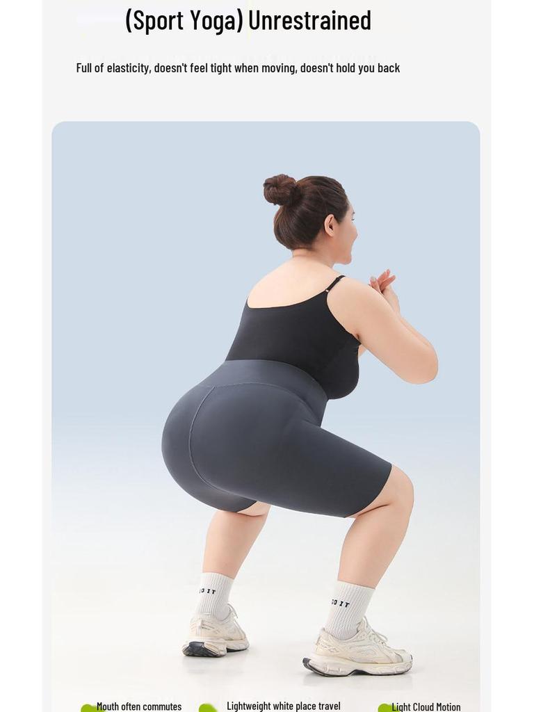 Women's Plus Size Shark Pants - Summer Fitness Cycling Yoga Shorts, Non-Dropping Crotch, 200 Jin, Fat MM.