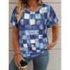 Summer Classic Women's T-shirt Round Neck Short Sleeve Tops 3D Plaid Pattern Print Outdoor T Shirts Casual Oversize Clothing
