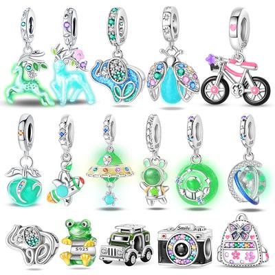 Forest Glow Elf Deer Charm Astronaut Ufo Beads For Original 3Mm Copper Bracelet Making Diy Birthday Gift