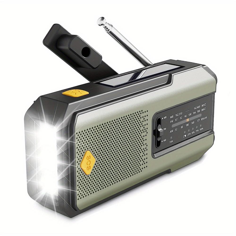 Hand Radio Portable AM/FM Radio, Weather Broadcast Emergency Hand Light Strip, Type-C Mobile Phone Charger and SOS Alarm Function