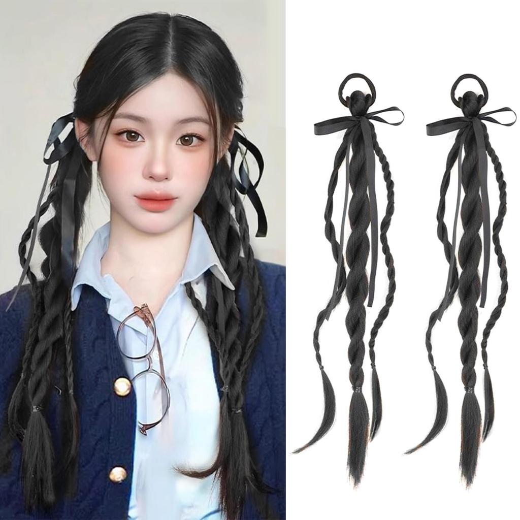 Natunofu Wig Hair Baby Hair Set of with Ponytail Perfect for Twin Tail Hair Hair Hair Hair Easy to Natural Look Extensions, Braided, Braided,