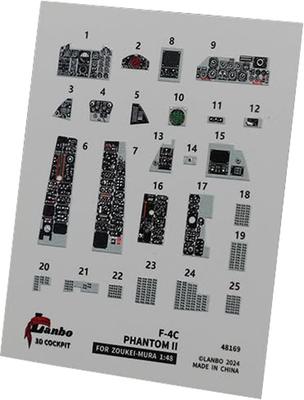Lambo Models 1/48 F-4C Phantom II Interior 3D Decal (for Zoukei-mura) Plastic Model Decal LNB48169 (Airplane)